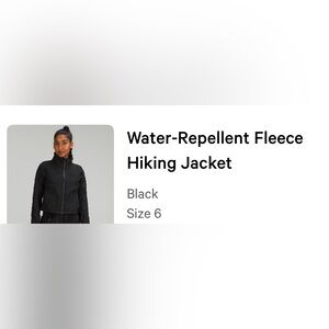 lululemon athletica Black Water-Repellent Fleece Hiking Jacket